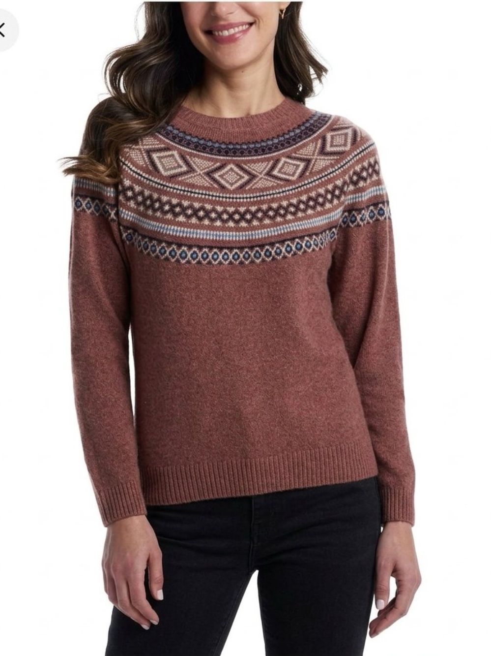 Fair Isle Crewneck Sweater in Copper Hue • Size XL • NWT